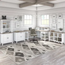 Bush Furniture Bookcases<Mayfield 30"H 3-Shelf Cube Bookcase, Pure White/Shiplap Gray (MAB145GW2-03)