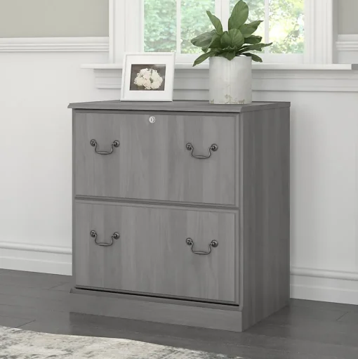 Bush Furniture File Cabinets<Saratoga 2-Drawer Lateral File Cabinet, Locking, Modern Gray (EX45854-03)