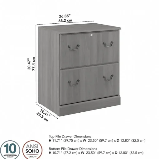 Bush Furniture File Cabinets<Saratoga 2-Drawer Lateral File Cabinet, Locking, Modern Gray (EX45854-03)