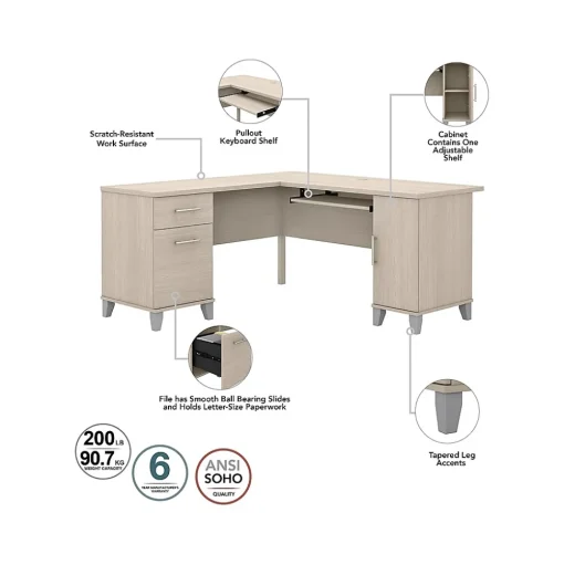 Bush Furniture Computer Desks<Somerset 60"W L Shaped Desk with Hutch, (SET002SO)
