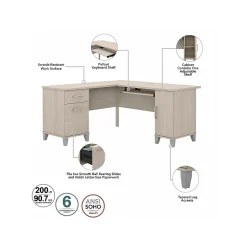 Bush Furniture L-Desks<Somerset 60"W L Shaped Desk with Storage, (WC81130K)