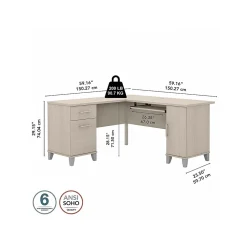Bush Furniture L-Desks<Somerset 60"W L Shaped Desk with Storage, (WC81130K)