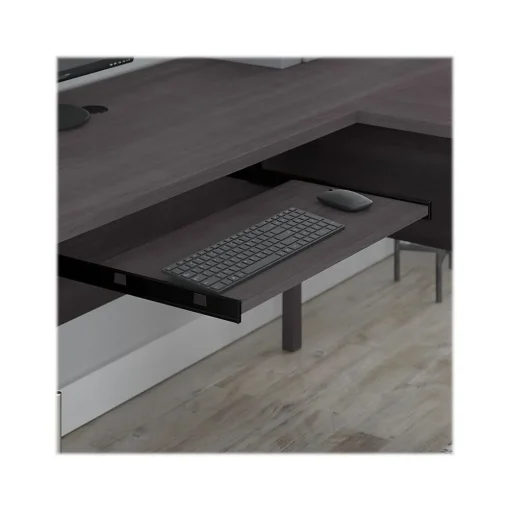 Bush Furniture L-Desks<Somerset 72"W L Shaped Desk with Hutch and 5 Shelf Bookcase, (SET011SG)