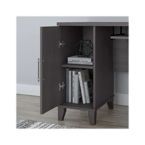 Bush Furniture L-Desks<Somerset 72"W L Shaped Desk with Hutch and 5 Shelf Bookcase, (SET011SG)