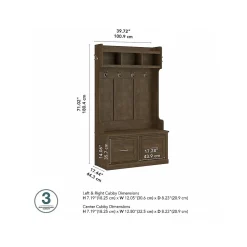 Bush Furniture Storage Cabinets<Woodland 40W Hall Tree and Shoe Storage Bench with Doors, Ash Brown (WDL001ABR)