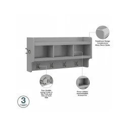 Bush Furniture Storage Cabinets<Woodland 40W Shoe Storage Bench with Doors and Wall Mounted Coat Rack, Cape Cod Gray (WDL003CG)