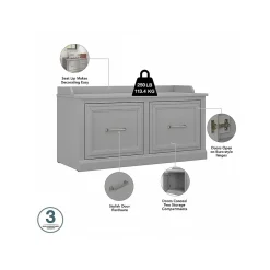 Bush Furniture Storage Cabinets<Woodland 40W Shoe Storage Bench with Doors and Wall Mounted Coat Rack, Cape Cod Gray (WDL003CG)