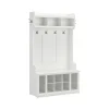 Bush Furniture Storage Cabinets<Woodland 40W Hall Tree and Shoe Storage Bench with Shelves, White Ash (WDL002WAS)