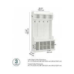 Bush Furniture Storage Cabinets<Woodland 40W Hall Tree and Shoe Storage Bench with Shelves, White Ash (WDL002WAS)