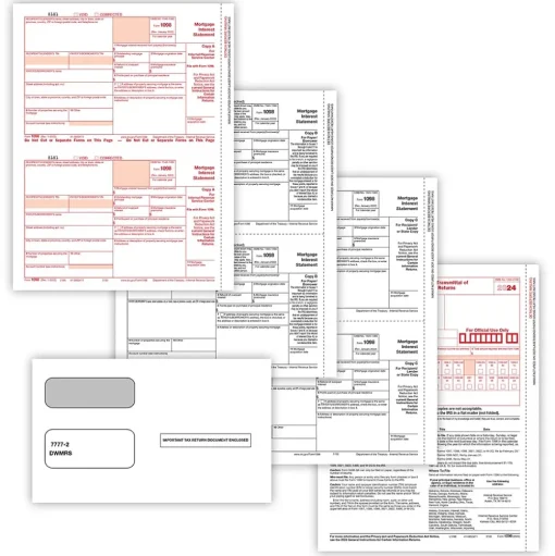 ComplyRight Tax Forms<2024 1098 Tax Form Envelopes, 3-Part, 2-Up, Copies A, B, C and/or State, 25/Pack (6108E)
