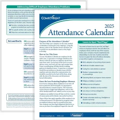 ComplyRight Hr Forms<2025 Attendance Calendar Card, 25 Forms/Pack (A4000W25)