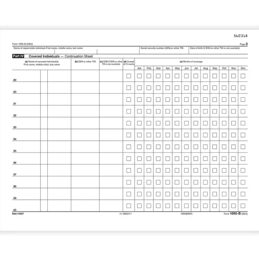 ComplyRight Tax Forms<2024 1095-B Tax Form, 1-Part, White/Black, 25/Pack (1095BIRSC25)
