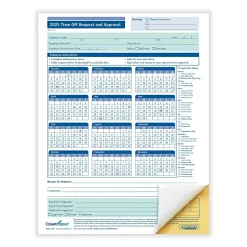 ComplyRight Hr Forms<2025 Time Off Request and Approval Form, 2-Part, 50 Forms/Pack (A0030)
