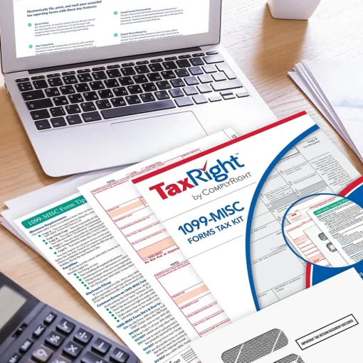 ComplyRight Tax Forms<TaxRight 2024 1099-MISC Tax Form Tax Form Set with Envelopes, 4-Part, 25/Pack (SC6103E25)