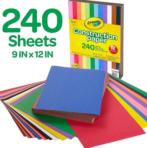 Crayola Construction Paper<12 Colors! Construction Paper, 12" x 9", Assorted Colors, 240/Carton (993200)