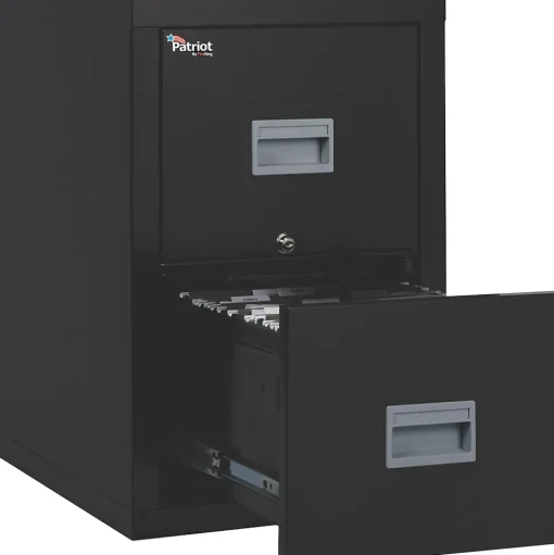 FireKing File Cabinets<Patriot 2-Drawer Vertical File Cabinet, Letter/Legal Size, Lockable, 27.75"H x 17.68"W x 25"D, Black (2P1825CBLI)