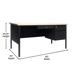 Flash Furniture Office Desks<Cambridge 60"W Single Pedestal Desk, (GCMBLK175WOK)