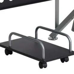 Flash Furniture Computer Desks<Glass Computer Desk with Pull-Out Keyboard Tray and CPU Cart, Black