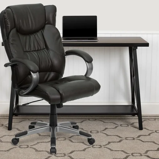 Flash Furniture Office Chairs<Hansel Ergonomic LeatherSoft Swivel High Back Executive Office Chair, Espresso Brown (BT9088BRN)