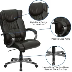 Flash Furniture Office Chairs<Hansel Ergonomic LeatherSoft Swivel High Back Executive Office Chair, Espresso Brown (BT9088BRN)