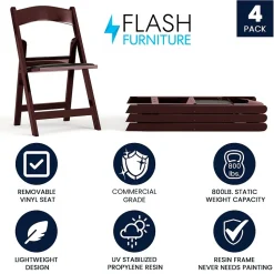 Flash Furniture Folding & Stacking<HERCULES™ Vinyl Armless Folding Chair, Red Mahogany, 4/Pack