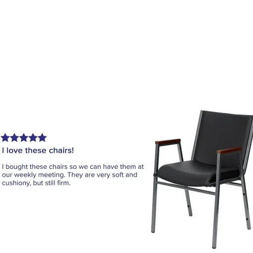 Flash Furniture Folding & Stacking<HERCULES Series Vinyl Stack Chair with Arms, Black (XU60154BKVYL)
