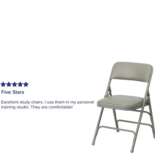 Flash Furniture Folding & Stacking<HERCULES™ Curved Triple Braced Vinyl Armless Folding Chair, Gray, 4/Pack