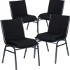 Flash Furniture Folding & Stacking<HERCULES Series Fabric Heavy Duty Stack Chair, Black Dot, 4 Pack (4XU60153BK)
