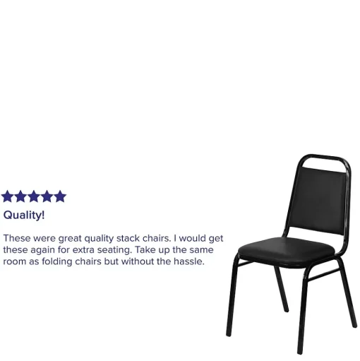 Flash Furniture Folding & Stacking<HERCULES Series Vinyl Banquet Stacking Chair, Black, 4 Pack (4FDBHF2BKVYL)