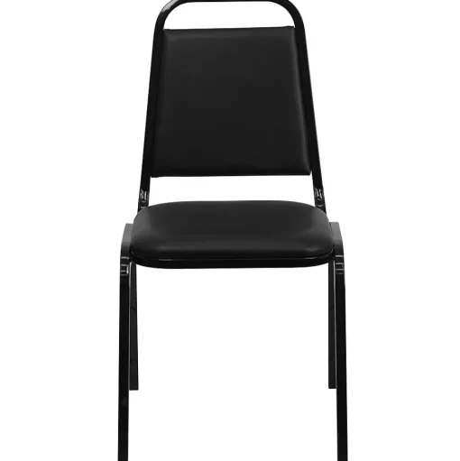 Flash Furniture Folding & Stacking<HERCULES Series Vinyl Banquet Stacking Chair, Black, 4 Pack (4FDBHF2BKVYL)