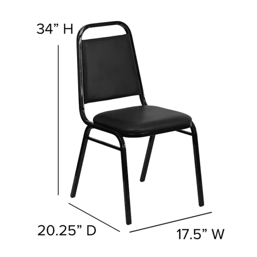 Flash Furniture Folding & Stacking<HERCULES Series Vinyl Banquet Stacking Chair, Black, 4 Pack (4FDBHF2BKVYL)