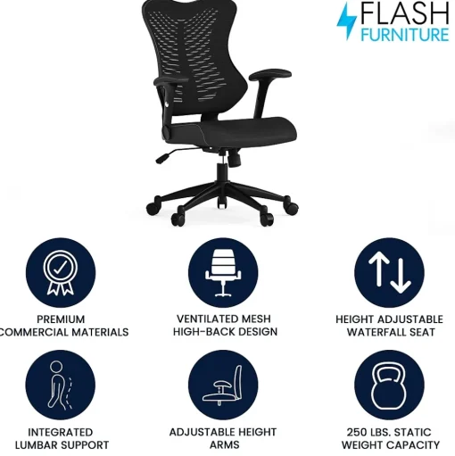 Flash Furniture Office Chairs<Kale Ergonomic Mesh Swivel High Back Executive Office Chair, Black (BLZP806BK)