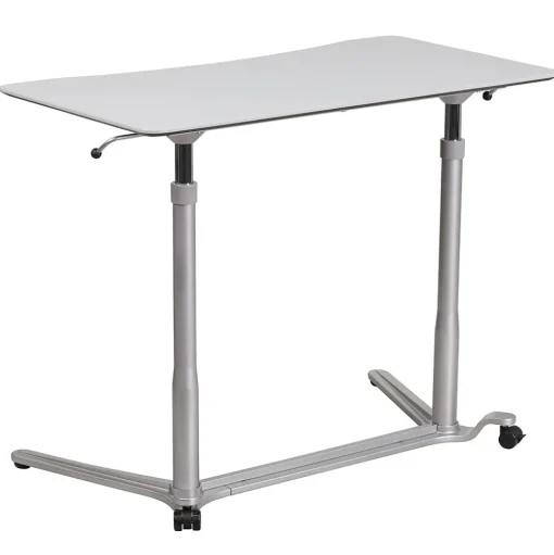 Flash Furniture Standing Desks<Merritt 37"W Rectangular Adjustable Standing Computer Desk, Light Gray (NANIP61)