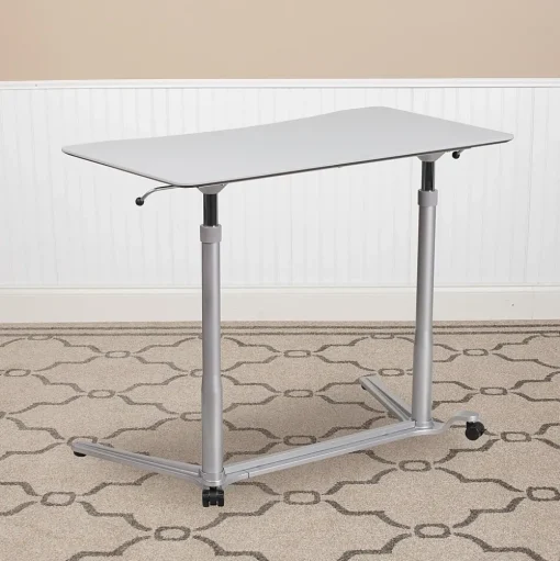 Flash Furniture Standing Desks<Merritt 37"W Rectangular Adjustable Standing Computer Desk, Light Gray (NANIP61)