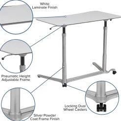 Flash Furniture Standing Desks<Merritt 37"W Rectangular Adjustable Standing Computer Desk, Light Gray (NANIP61)