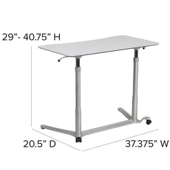 Flash Furniture Standing Desks<Merritt 37"W Rectangular Adjustable Standing Computer Desk, Light Gray (NANIP61)