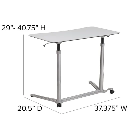Flash Furniture Standing Desks<Merritt 37"W Rectangular Adjustable Standing Computer Desk, Light Gray (NANIP61)