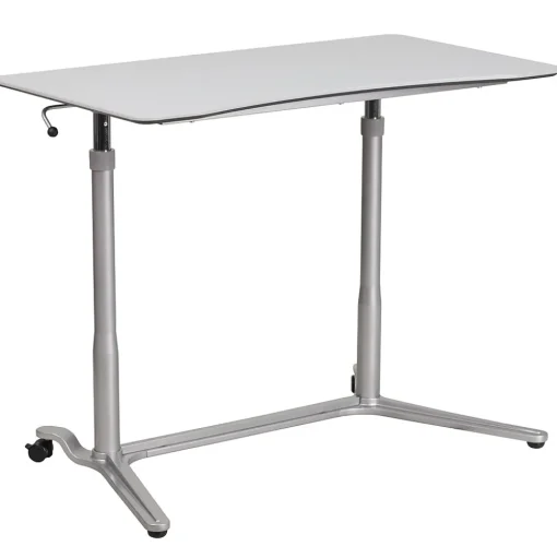 Flash Furniture Standing Desks<Merritt 37"W Rectangular Adjustable Standing Computer Desk, Light Gray (NANIP61)
