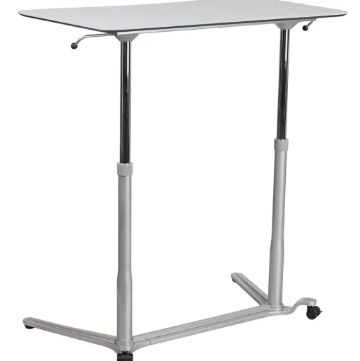 Flash Furniture Standing Desks<Merritt 37"W Rectangular Adjustable Standing Computer Desk, Light Gray (NANIP61)