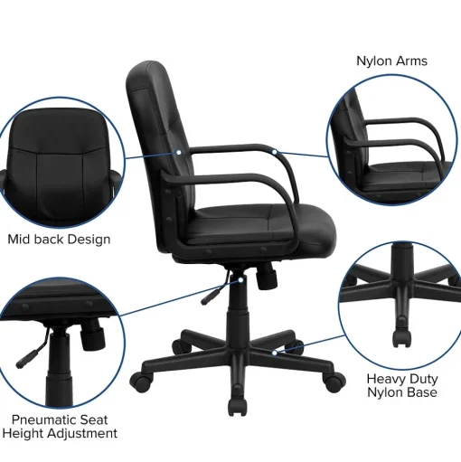 Flash Furniture Office Chairs<Paulson Vinyl Swivel Mid-Back Executive Office Chair, Black (H8020)