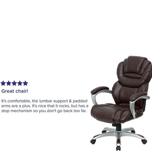 Flash Furniture Office Chairs<Stella Ergonomic LeatherSoft Swivel High Back Executive Office Chair, Brown (GO901BN)