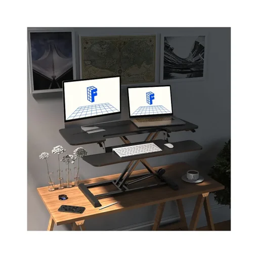 FlexiSpot Standing Desks<M7 Series 40"W Manual Rectangular Adjustable Standing Desk Converter, Black (M7-E-40B)