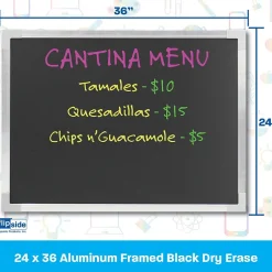 Flipside Dry Erase<Dry-Erase Blackboard, Aluminum Frame, 24" x 36" (17931)