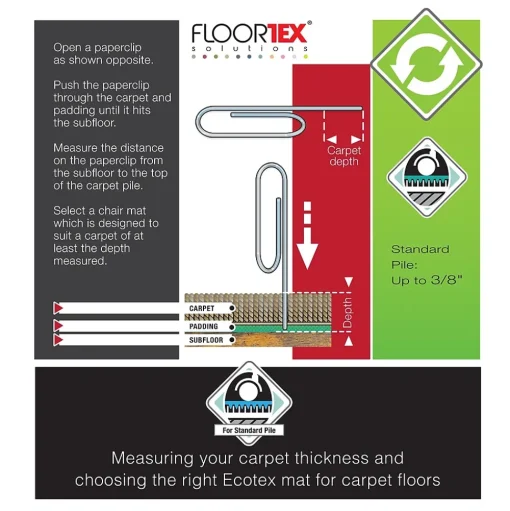 Floortex Chair Mats<Evolutionmat Carpet Chair Mat, 48" x 51", Designed for Standard-Pile Carpet, Clear Enhanced Polymer (ECO114851EP)
