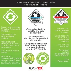Floortex Chair Mats<Evolutionmat Carpet Chair Mat, 48" x 51", Designed for Standard-Pile Carpet, Clear Enhanced Polymer (ECO114851EP)