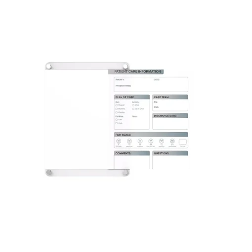 Ghent Dry Erase<Slide Changeable Patient Room Glass Dry-Erase Whiteboard, 36"H x 24" W (GRPHMYRNFM11P-23-12V)