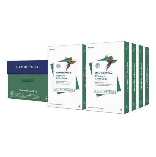 Hammermill Copy Paper<Premium Color Copy 8.5" x 14" Printer Paper, 28 lbs., 100/Brightness, 8 Reams/Carton (102475)