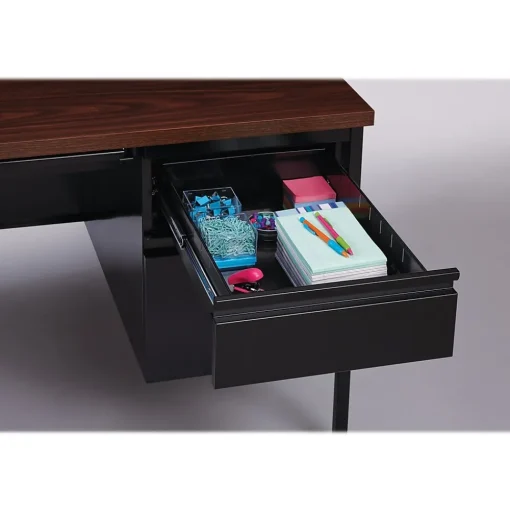 Hirsh Corner Desks<60"W Double-Pedestal Computer Desk, Black/Walnut (20101)