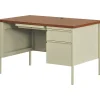 Hirsh Computer Desks<48"W Single-Pedestal Desk, Putty/Oak (20091)