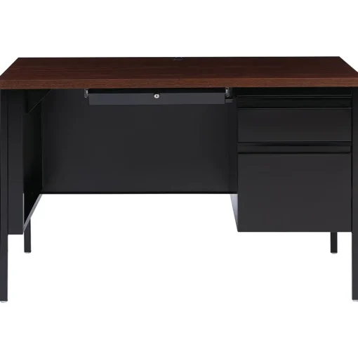 Hirsh Computer Desks<48"W Single-Pedestal Desk, Black/Walnut (20092)